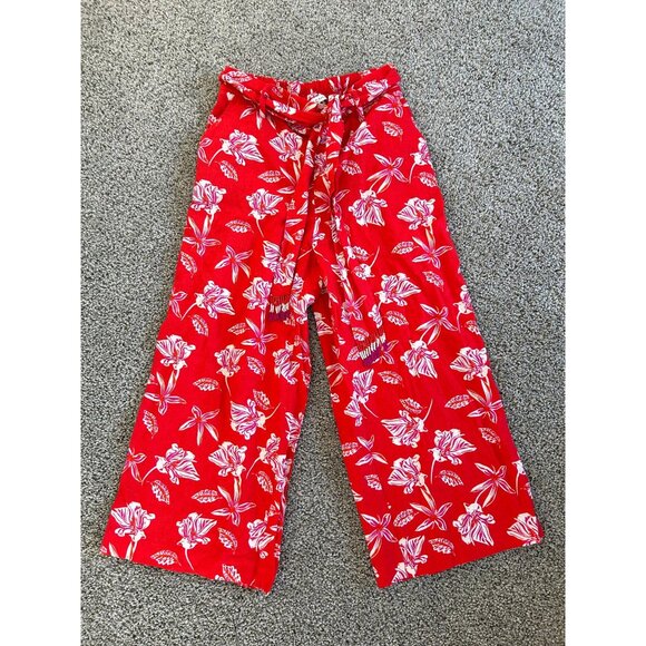 Maison D' Amelie Womens Sz M BeadedFloral Linen Blend Cropped Wide Leg Pant - Picture 11 of 11